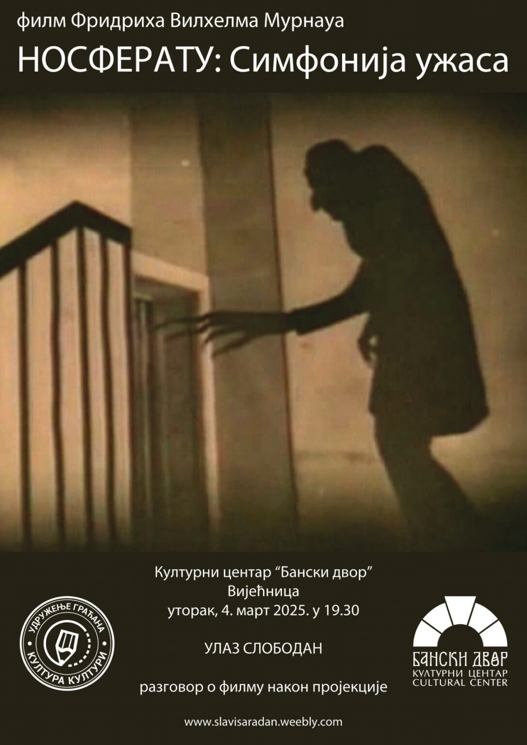 Film „Nosferatru: Simfonija užasa“ sutra u Banskom dvoru